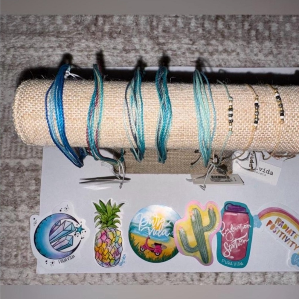 Set of 8 NWT Pura Vida Bracelets and Stickers